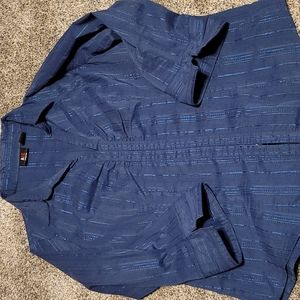 closure  front, stretchy material office type blouse